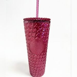 NWT Starbucks 2024 Holiday Chained Burgundy Venti Cold Cup 24 Oz Tumbler